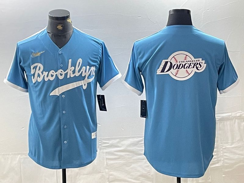 Men Los Angeles Dodgers Blank Light blue Throwback 2024 Nike MLB Jersey style 6